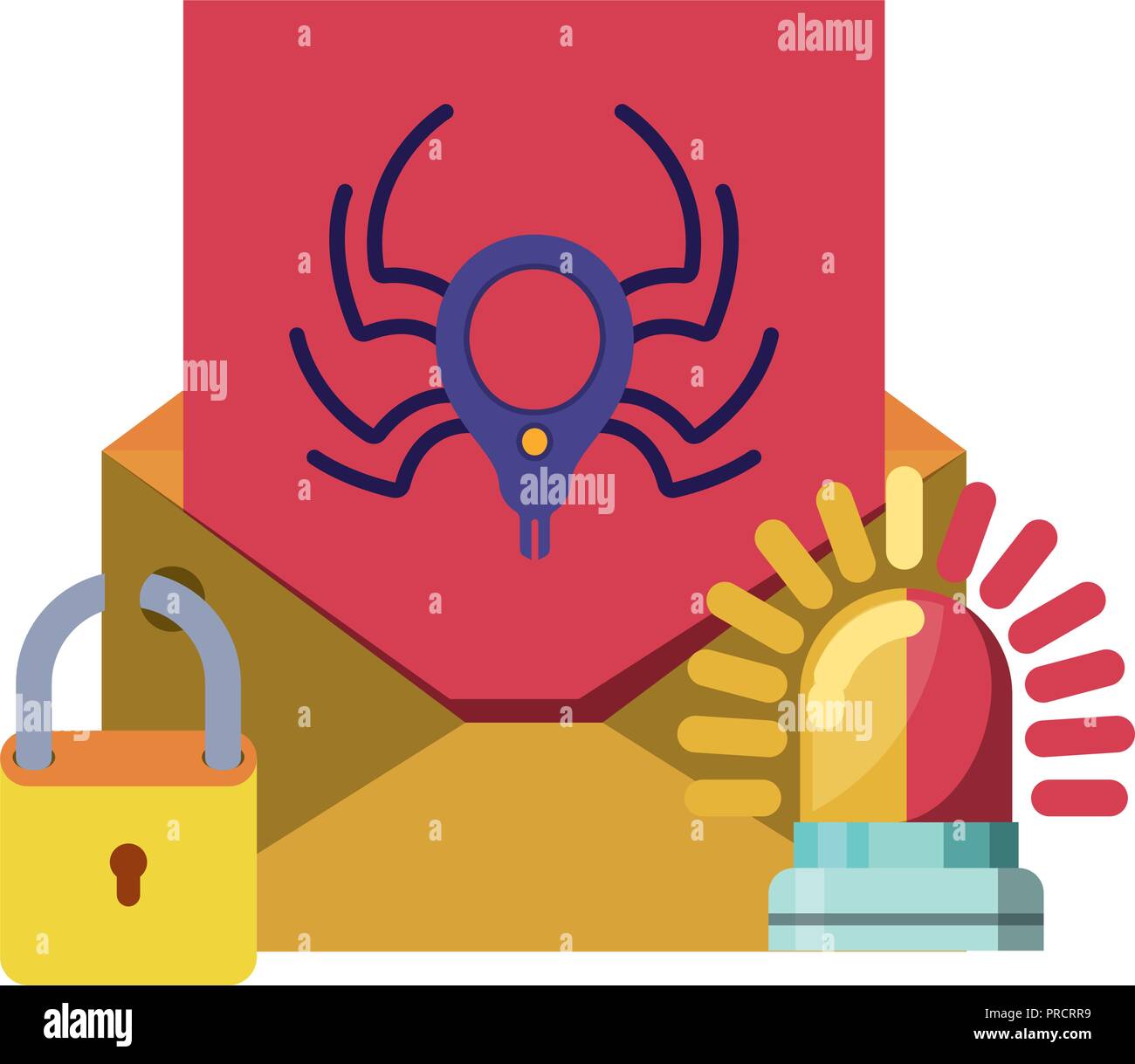 open letter with message spider isolated icons Stock Vector