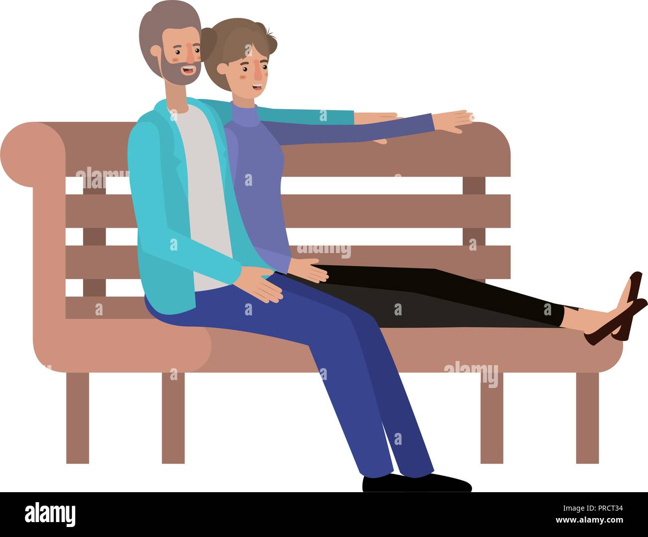couple sitting in park chair avatar character Stock Vector Image & Art ...