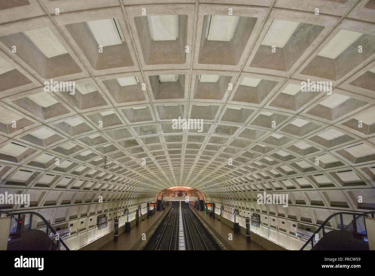 The Smithsonian Metro stop seems oddly empty on a Tuesday afternoon in September. Stock Photo