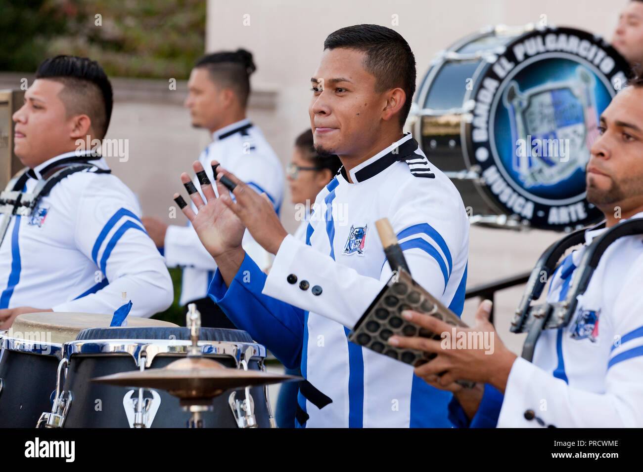 Hispanic marching band percussion section - USA Stock Photo
