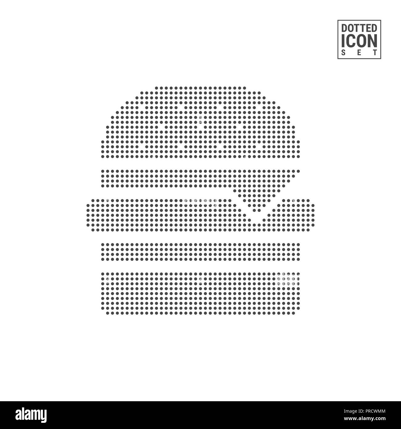 Hamburger Dot Pattern Icon. Burger Dotted Icon Isolated on White