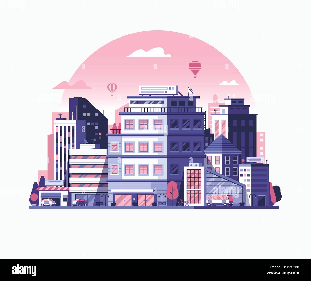 Modern City Metropolis Flat Illustration Stock Vector