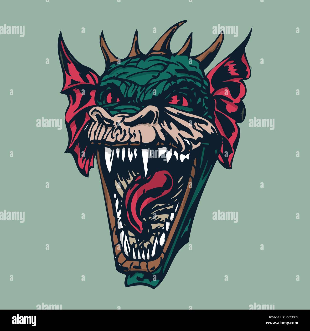 angry dragon head illustration. vector Illustration Stock Vector