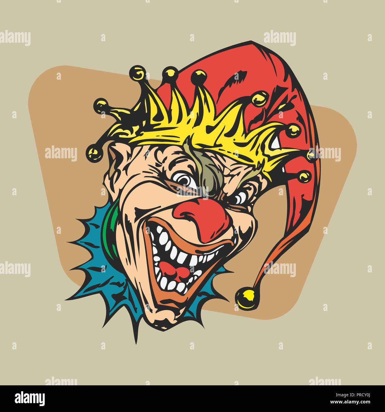 crazy clown clipart. vector  Illustration. Stock Vector