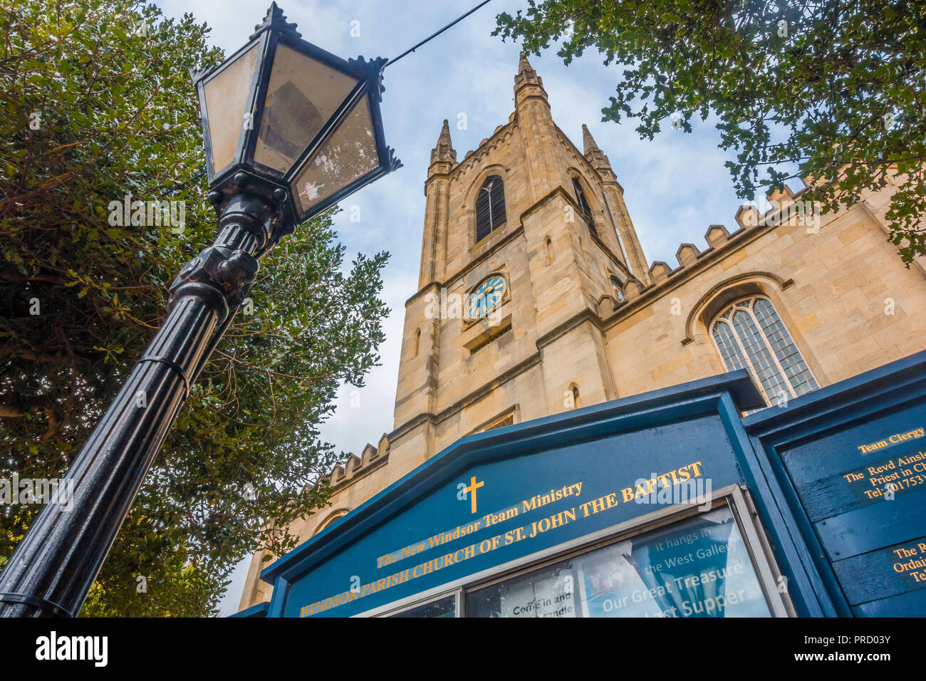 A view of the front of Windsor Parish Church of St John the Baptist in Windsor, UK. Stock Photo