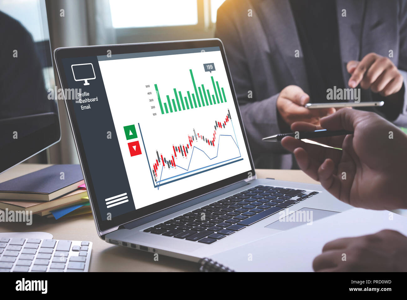 Business Man Sales Increase Revenue Shares and Customer Marketing Sales