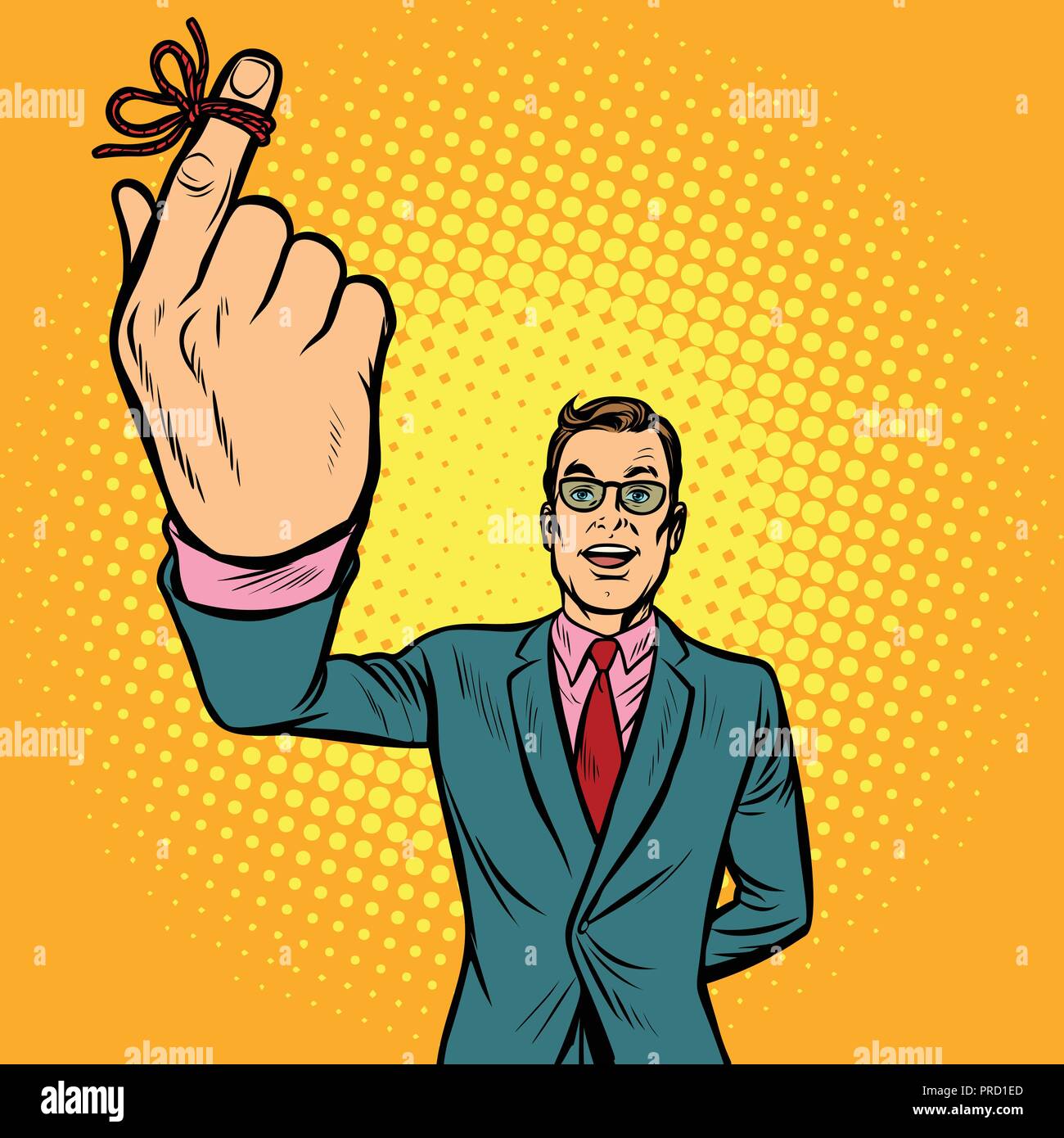 man thumbs up, a string lace up, memory Stock Vector