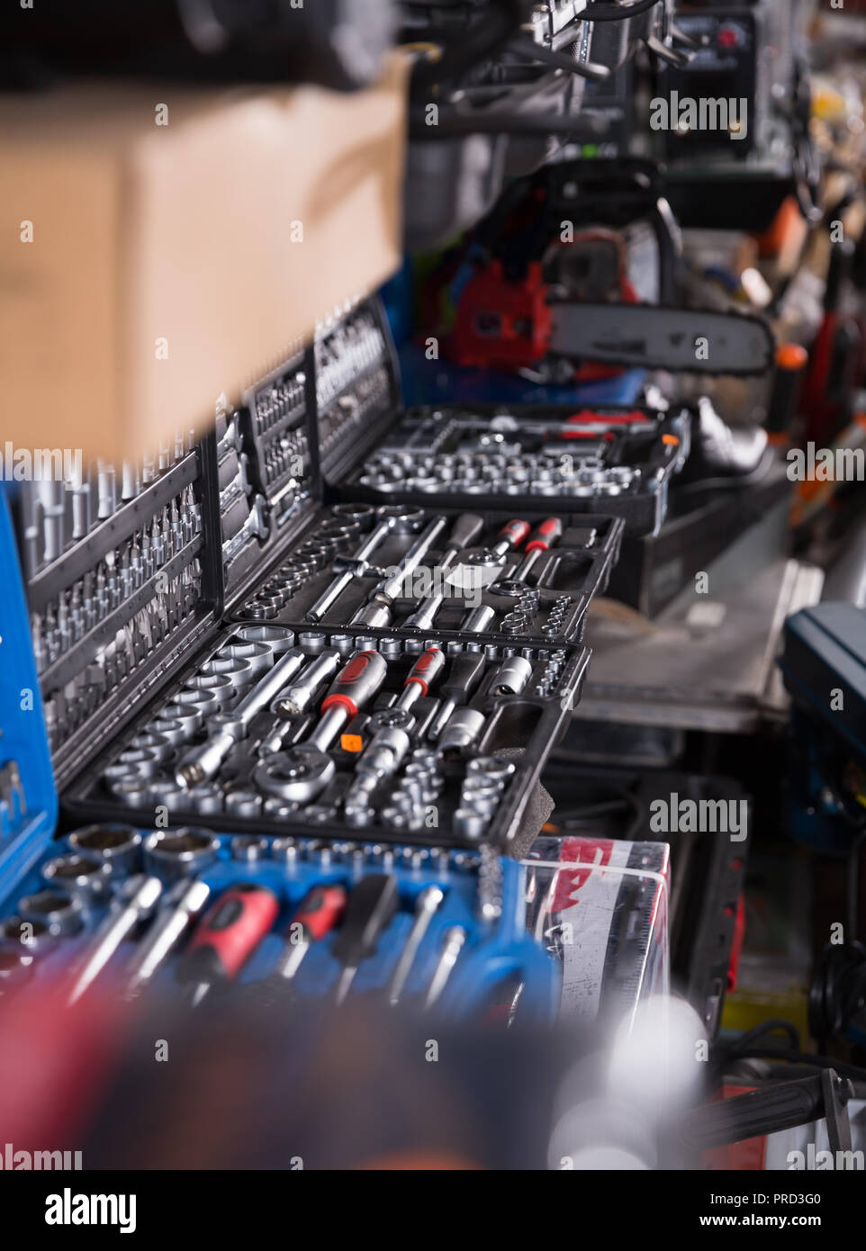 Illustration of showcase with nice instruments in the store Stock Photo ...