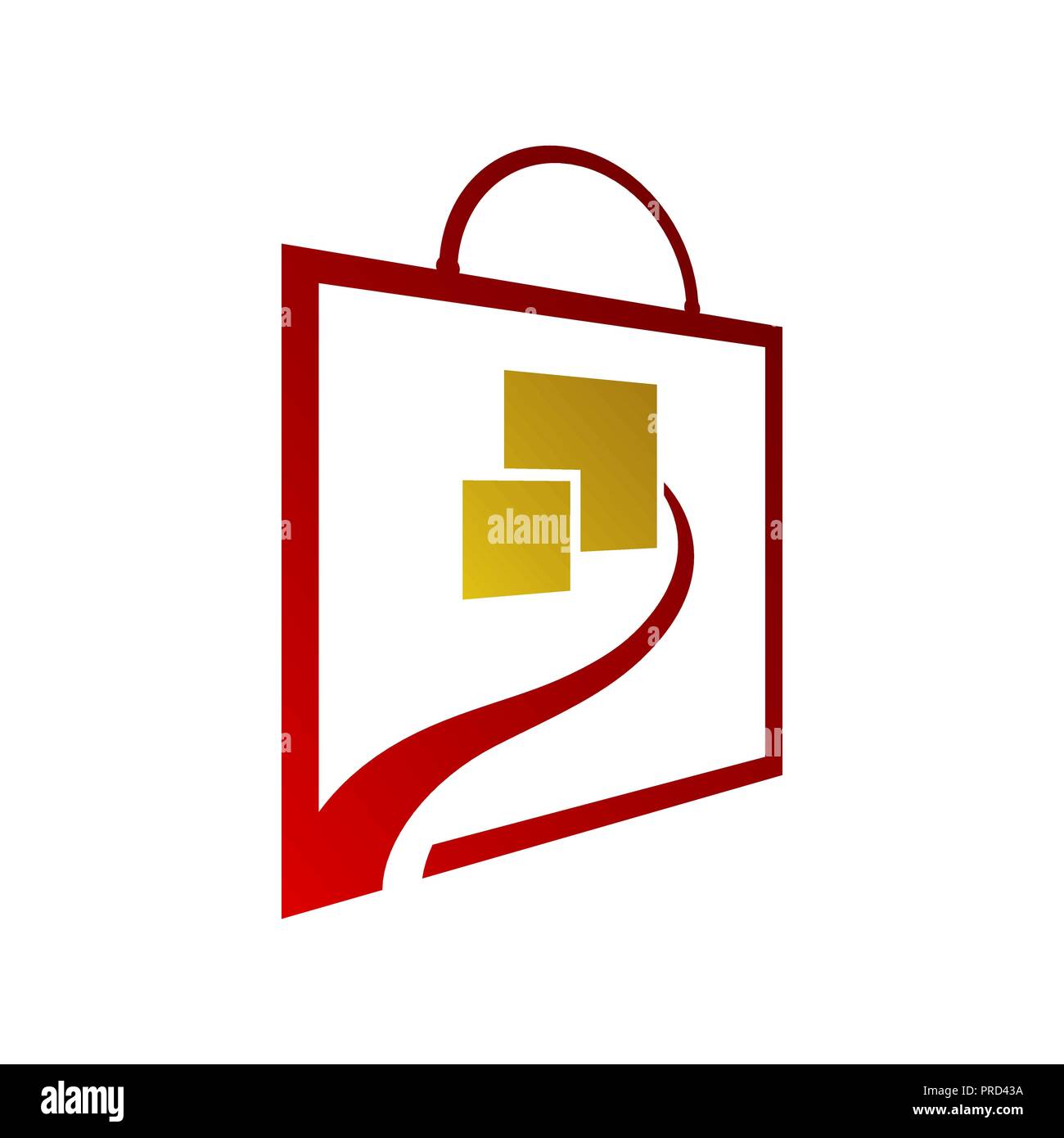 Square bag Online shop vector logo for business Stock Vector