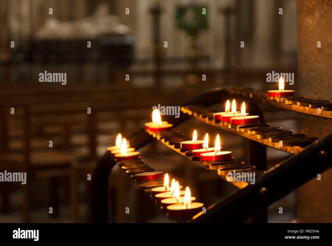 Candles in cathedral Stock Photo