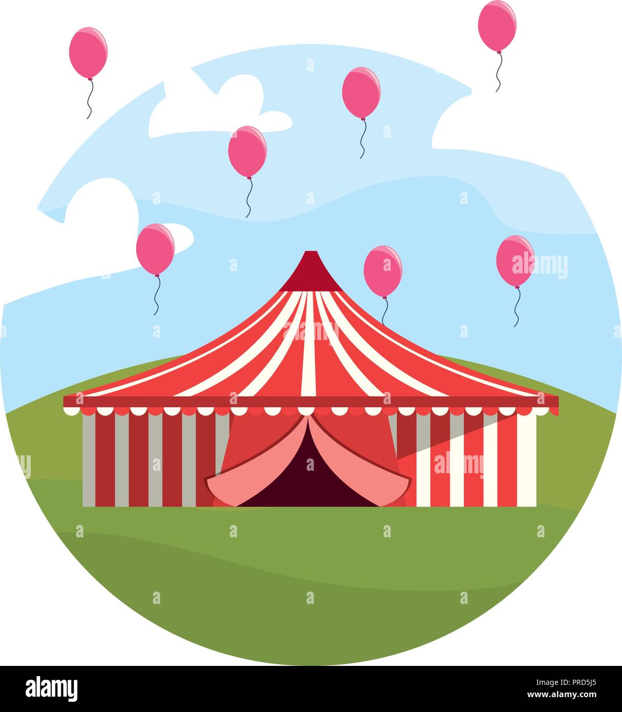 circus big tent and balloons in the field carnival vector illustration ...