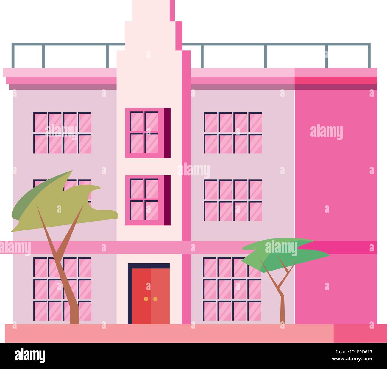 city building landscape urban with trees vector illustration Stock ...