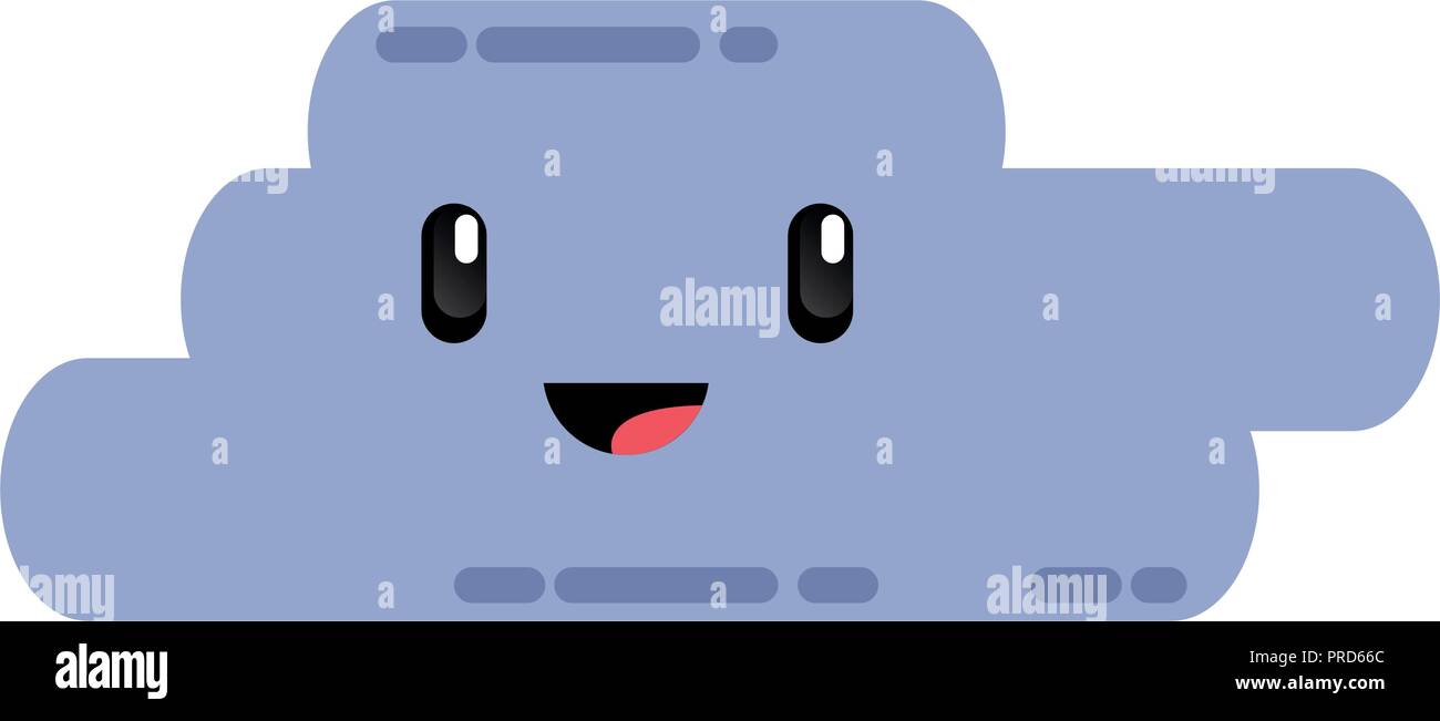 kawaii cartoon cloud happy character vector illustration Stock Vector ...