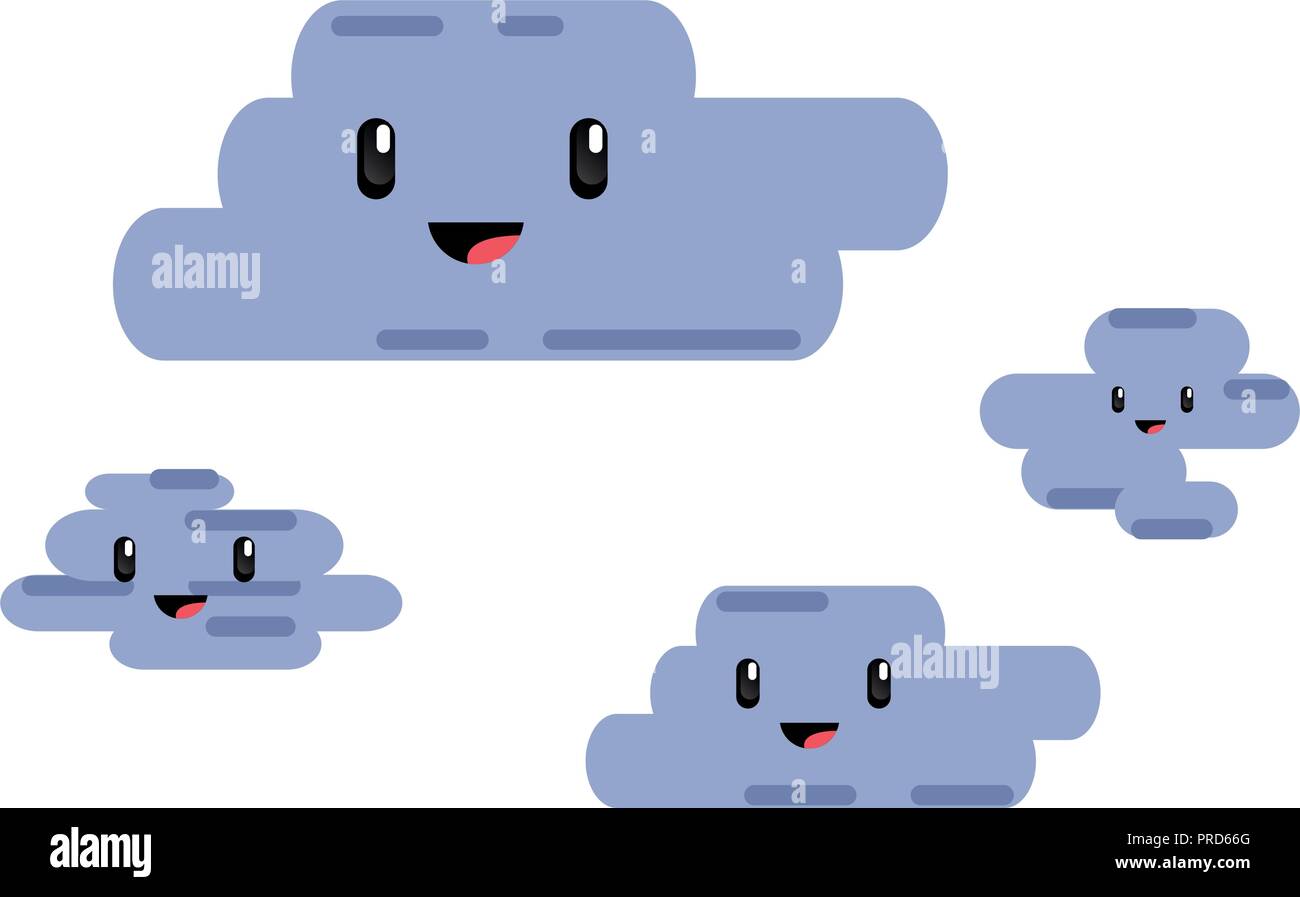 kawaii cartoon clouds happy character vector illustration Stock Vector ...
