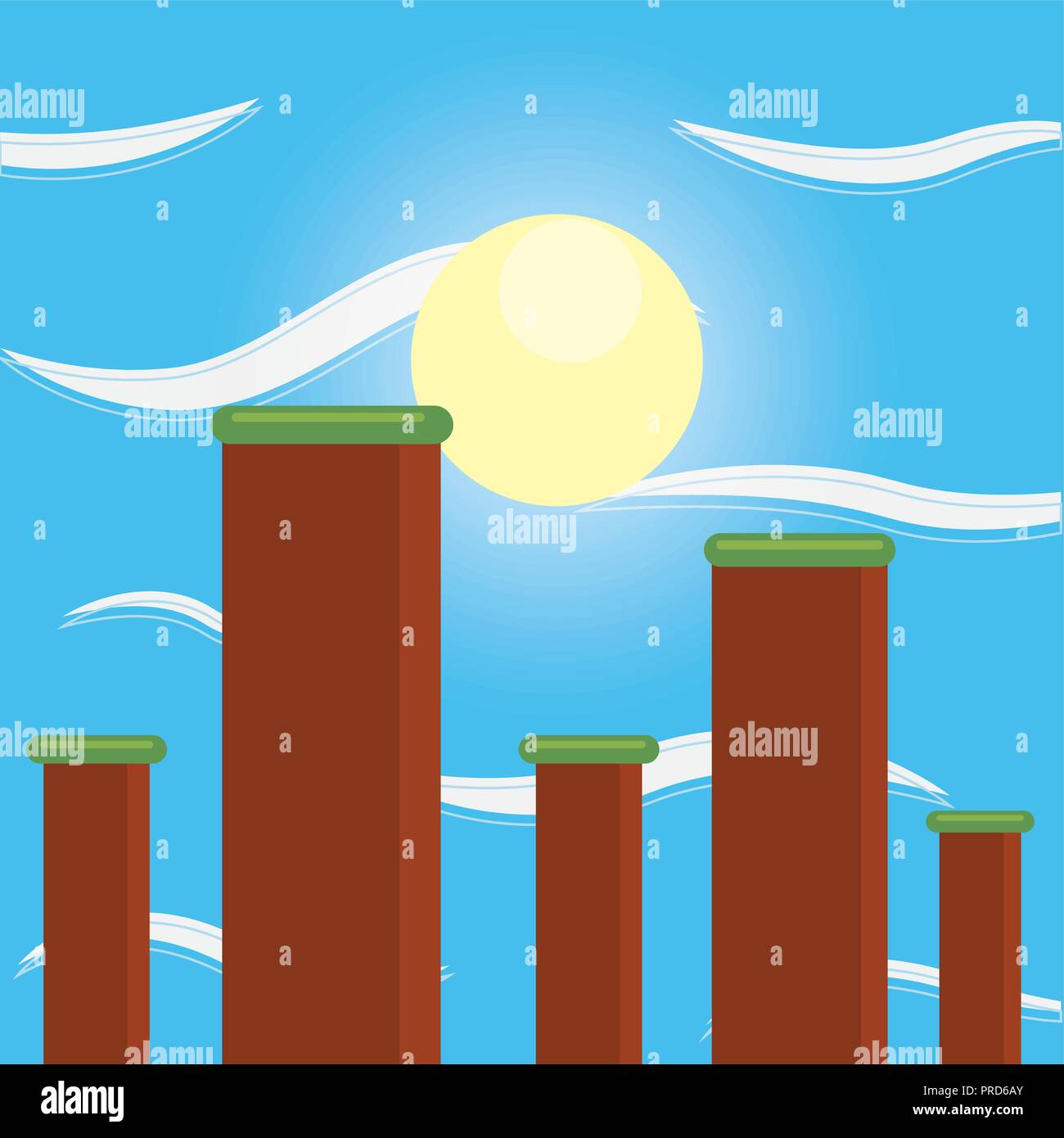 video game scenery sky clouds vector illustration Stock Vector Image ...