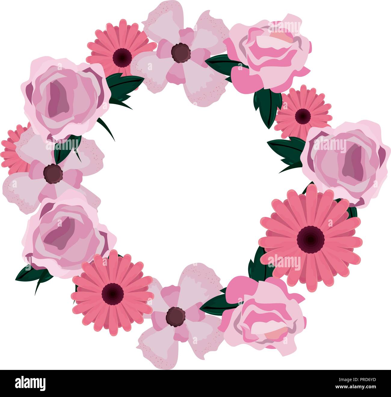 wreath flowers floral decoration isolated design vector illustration ...