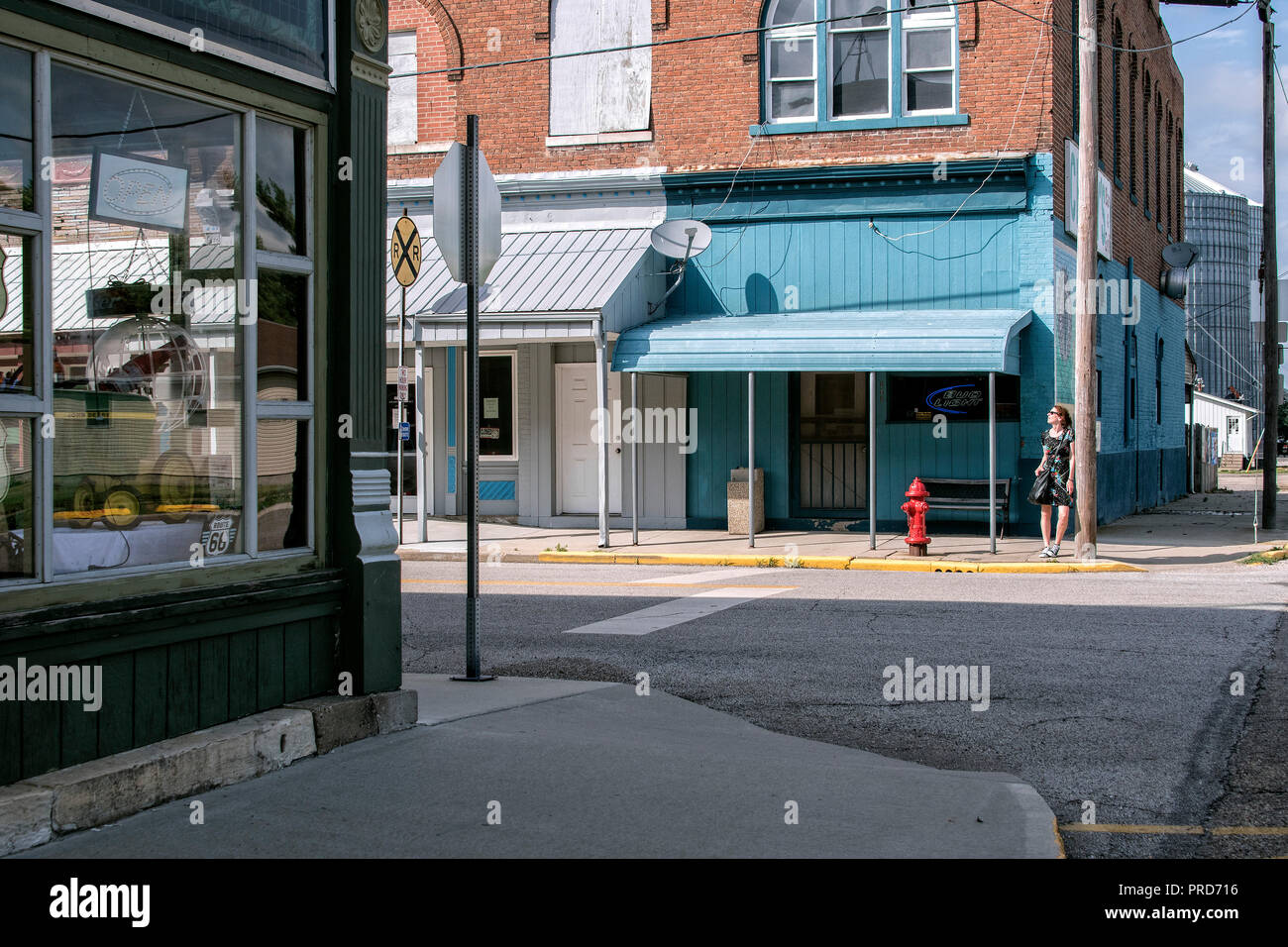 Historic downtown Atlanta on Route 66, Atlanta, Illinois, USA Stock