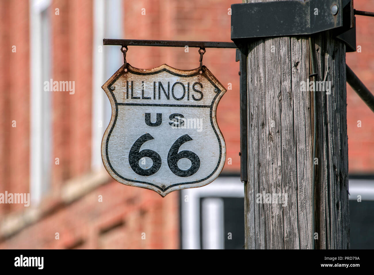 Old Route 66 street sign in downtown Atlanta on Route 66, Atlanta