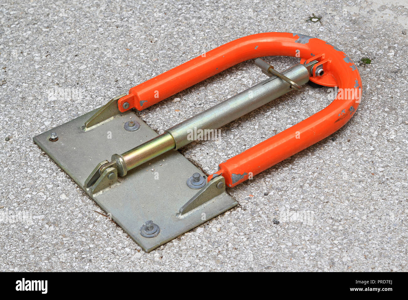 Manual car parking lock and protection barrier Stock Photo - Alamy