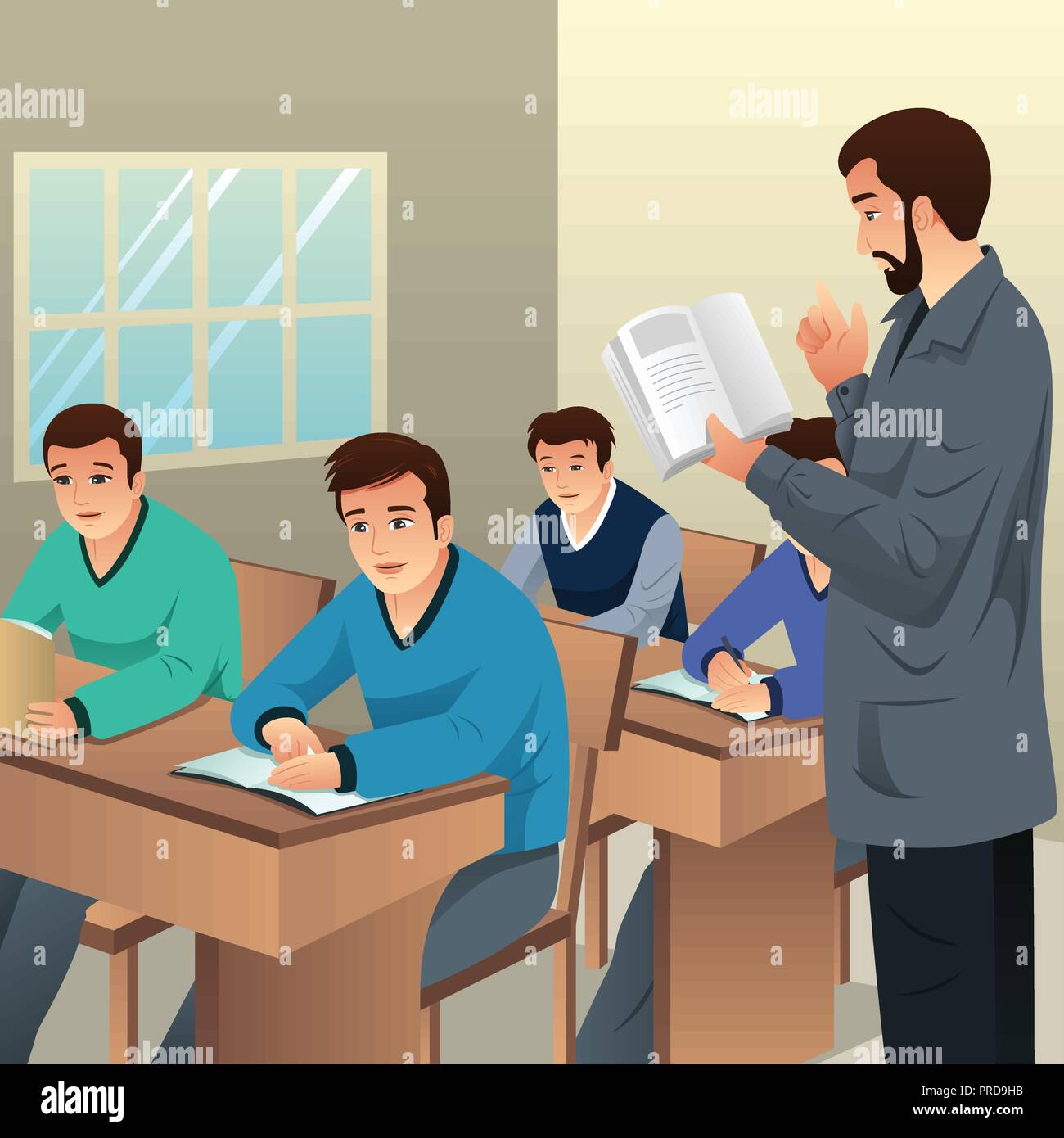 A Vector Illustration Of College Students In Classroom Stock Vector Image Art Alamy