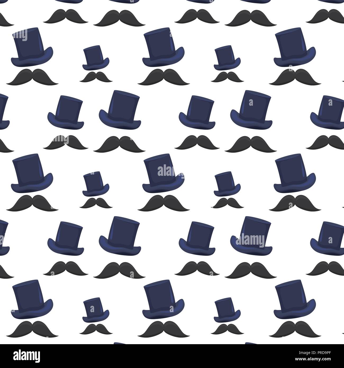 elegant high top hat and mustache pattern vector illustration design Stock Vector