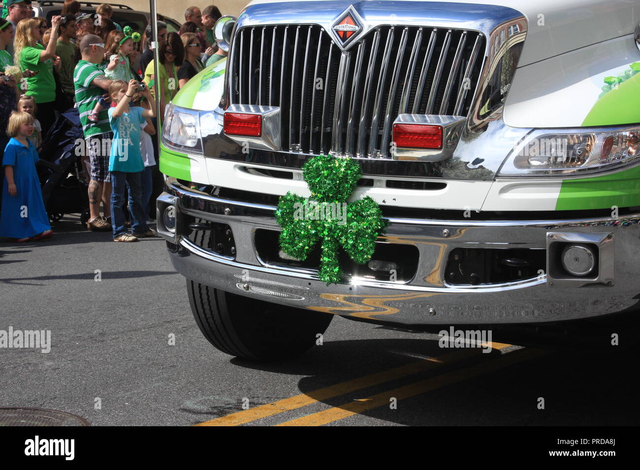 Shamrock Decorating Truck On St Patrick S Day Parade In Roanoke