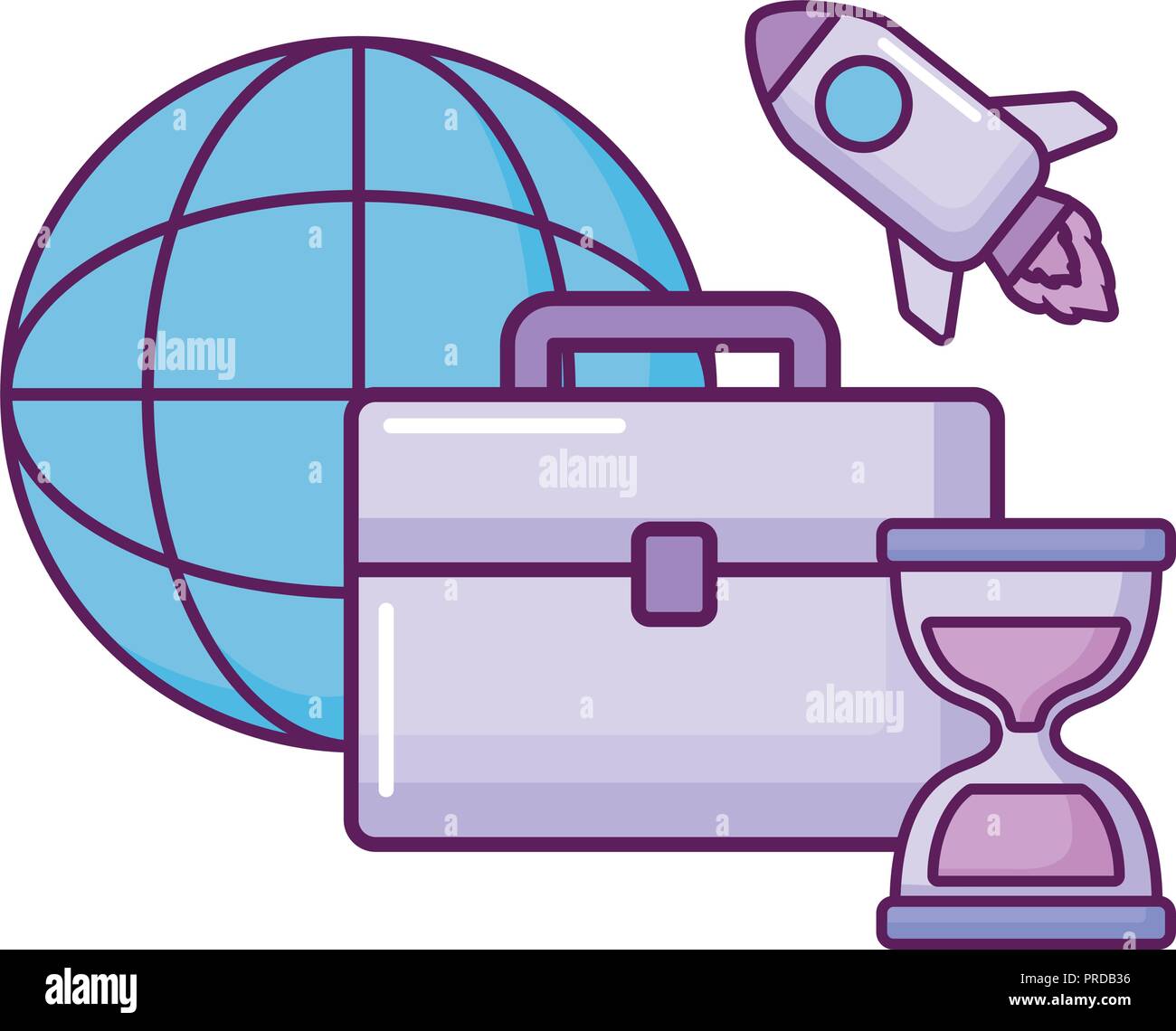 portfolio with planet and rocket vector illustration design Stock Vector