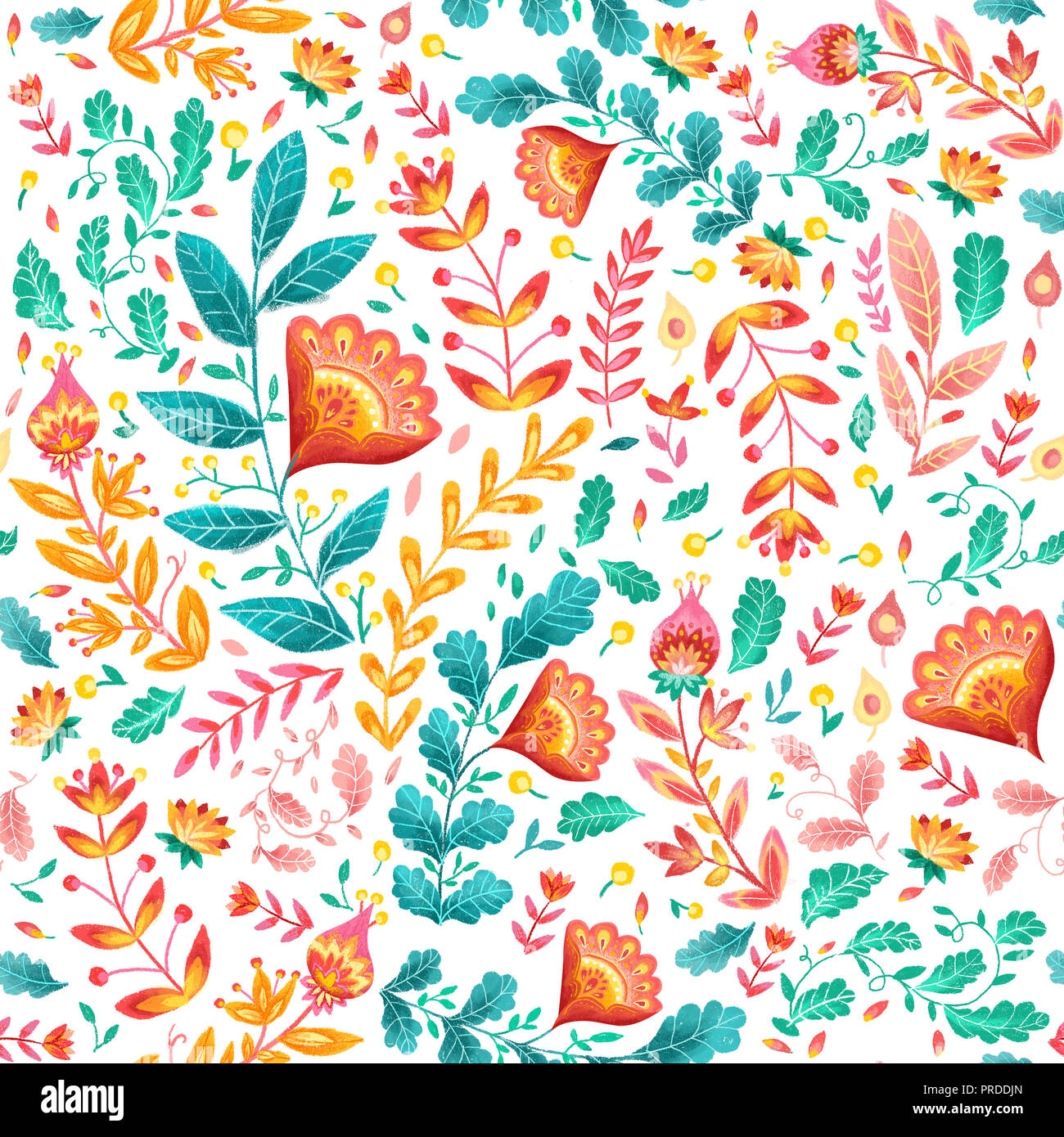 Colorful flowers and leaves Stock Photo - Alamy