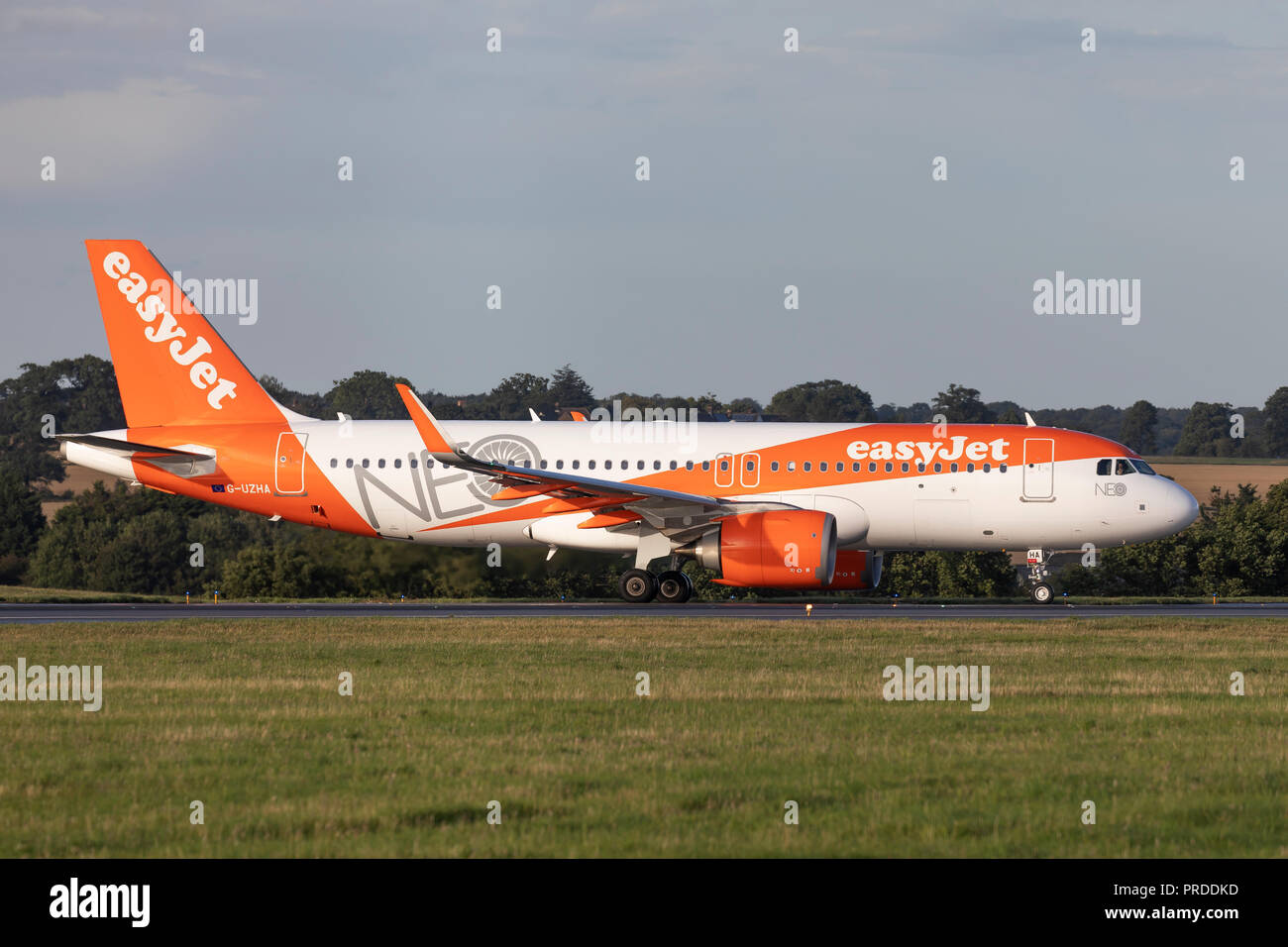 An easyJet A320 NEO airliner taxiing at Luton Airport on the 18th ...