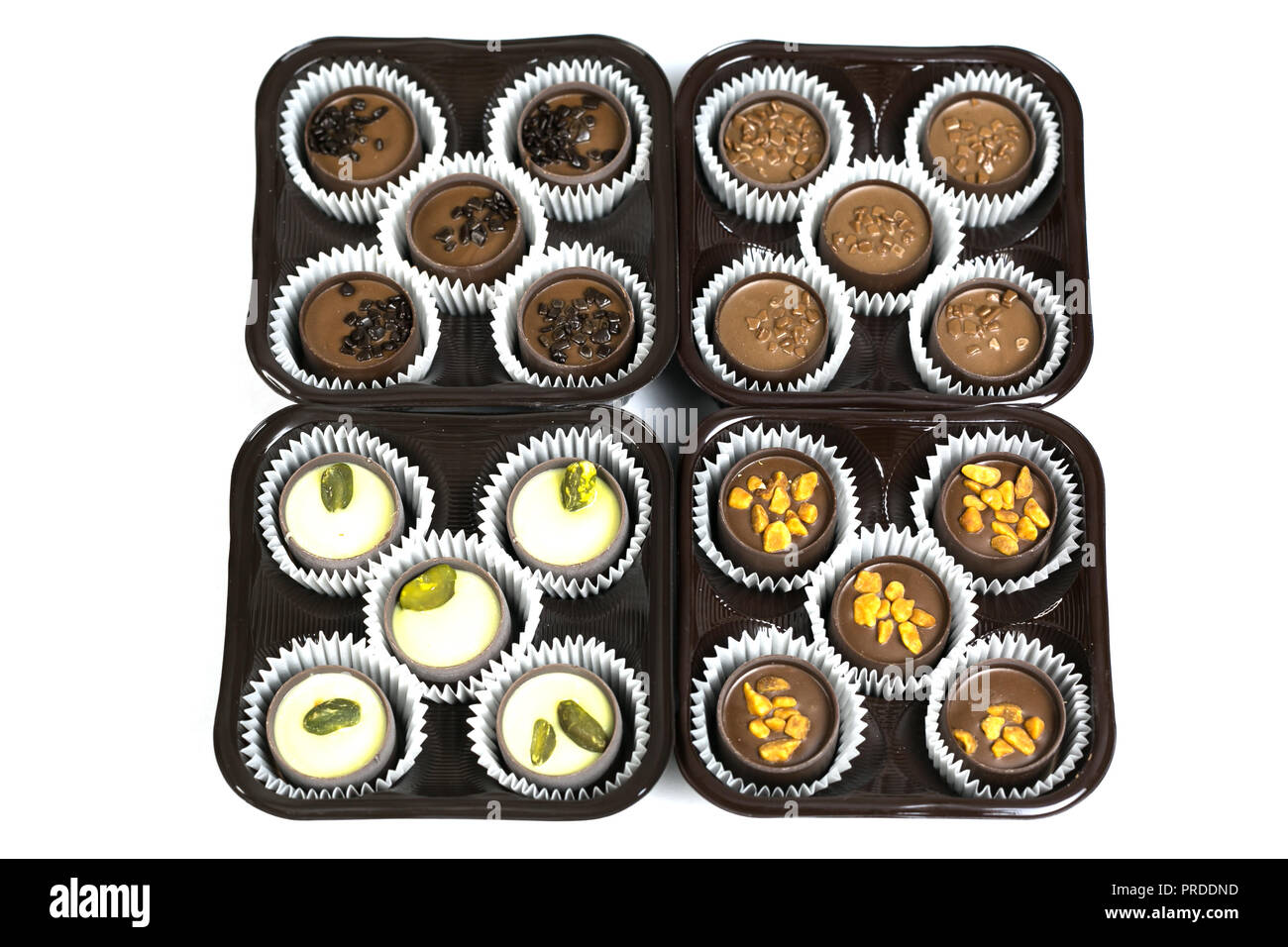 Exclusive expensive sweets with different fillings of chocolate cashew