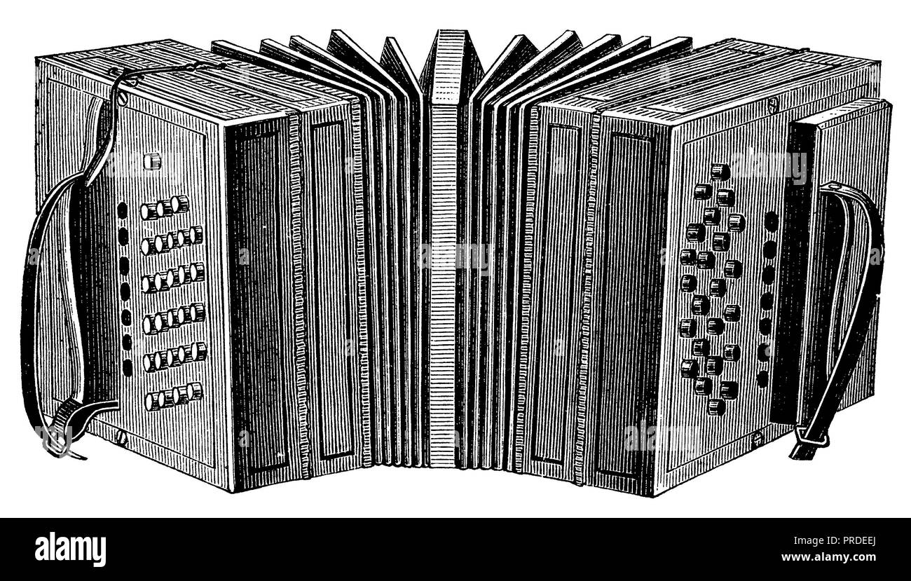 Bandoneon or the Concertina, anonym  1890 Stock Photo