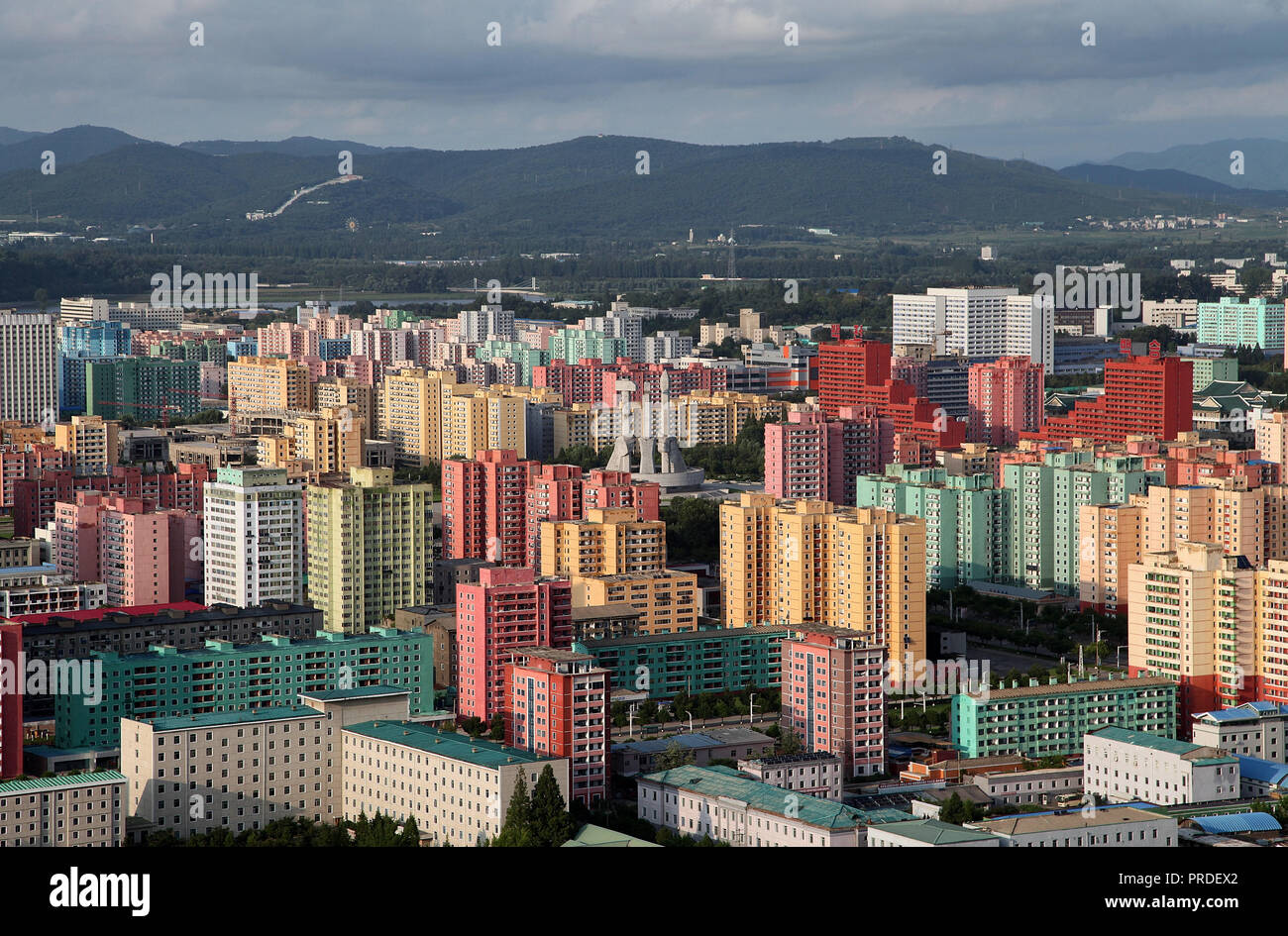 Aerial view of Pyongyang Stock Photo