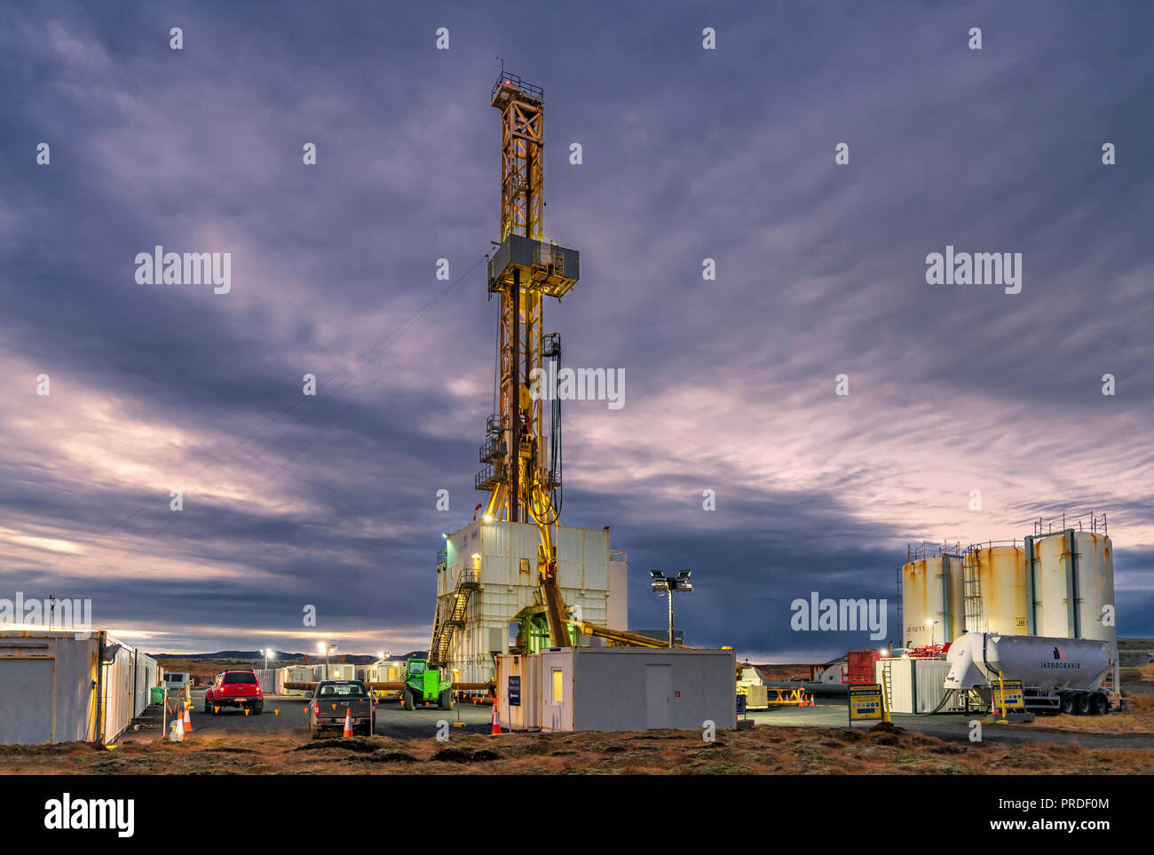 Drilling Rig Hverahlidarvirkjun Geothermal Power Plant Iceland Stock