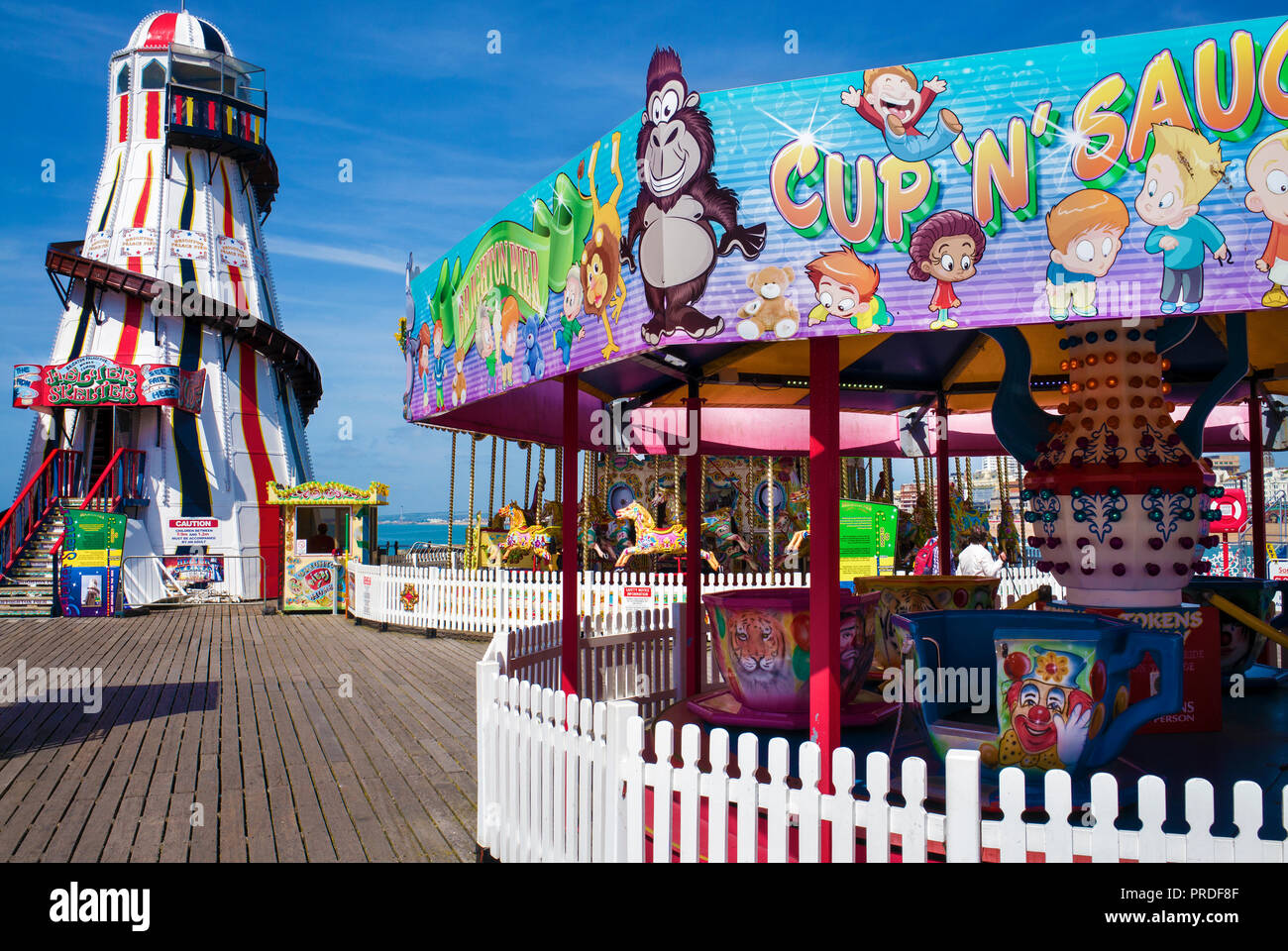 Helter skelter' on Brighton palace pier amusement area Stock Photo
