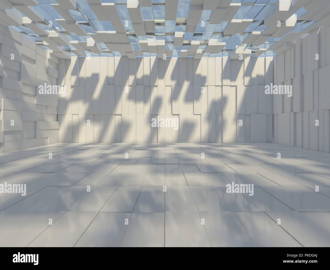 Abstract modern architecture background, empty open space interior. 3D ...