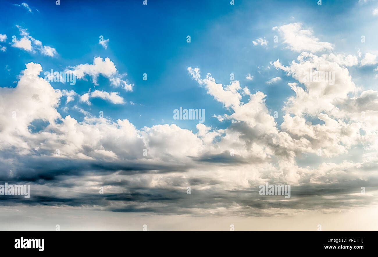 Dramatic blue sky with scenic clouds texture with copy space, may be used  as background Stock Photo - Alamy, image size:1300x884