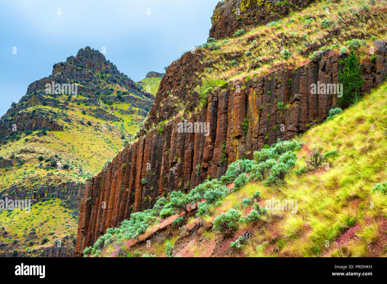 Basalt Rock formations in the Sheep Rock Unit in John Day Fossil Beds National Park in Kimberly, Oregonb Stock Photo