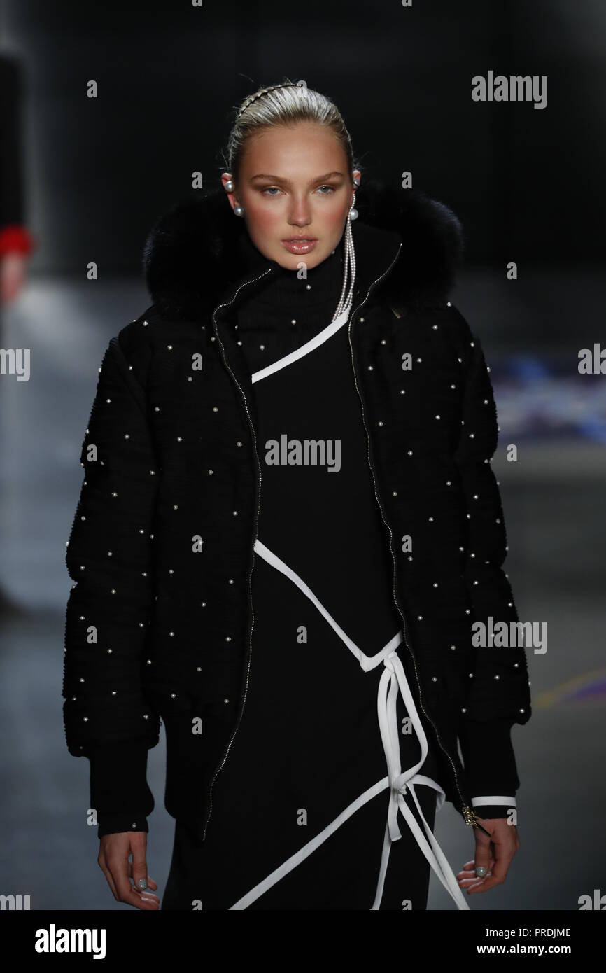NEW YORK, NY - FEBRUARY 11: Romee Strijd walks the runway wearing