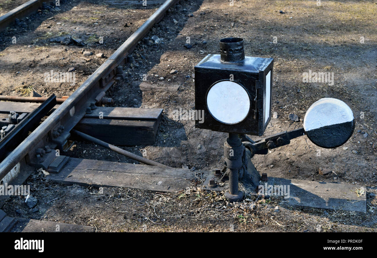 Old railroad track switch manually operated Stock Photo - Alamy