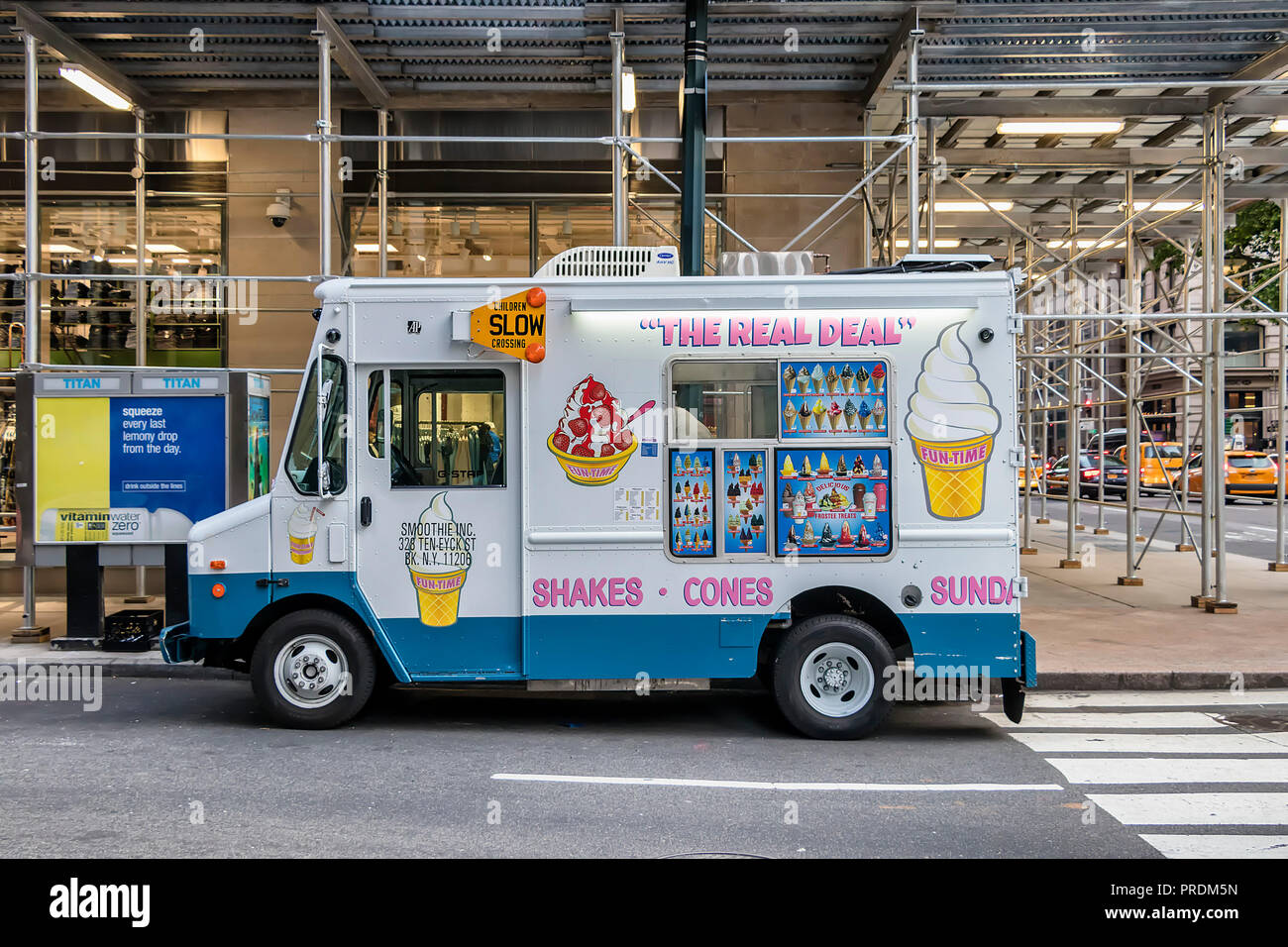 New York City, USA June 12, 2017 Vintage ice cream truck in New York