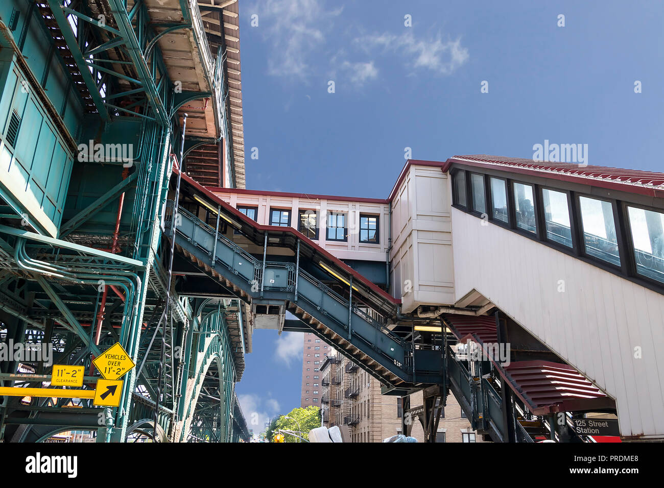 Famous stairs to 125 Street Subway Station in Harlem, New York City
