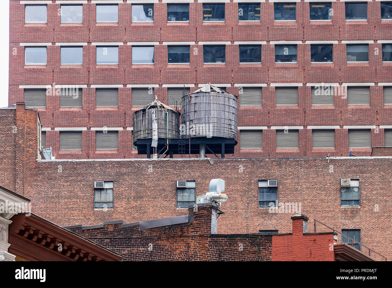 Water towers or rooftop Water Tank on an Apartment Building in New York