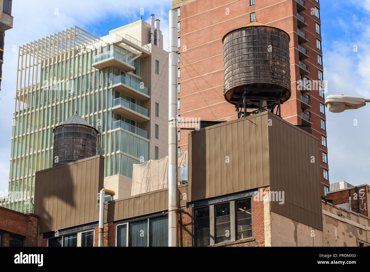 Water towers or rooftop Water Tank on an Apartment Building in New York