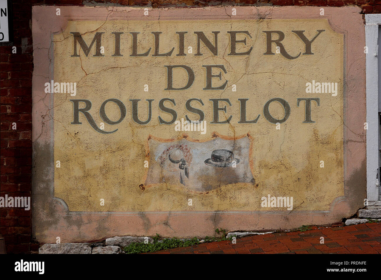 Millinery de Rousselot, mural in Lexington, VA. Sign painted during