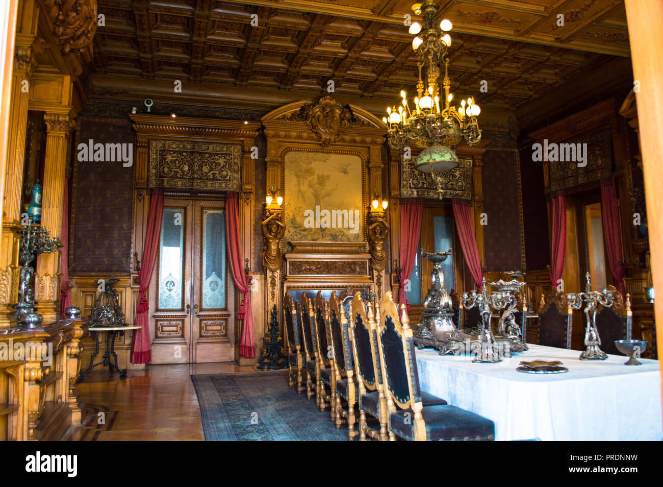 Fancy dining hall at the Chapultepec castle, Mexico City. Stock Photo