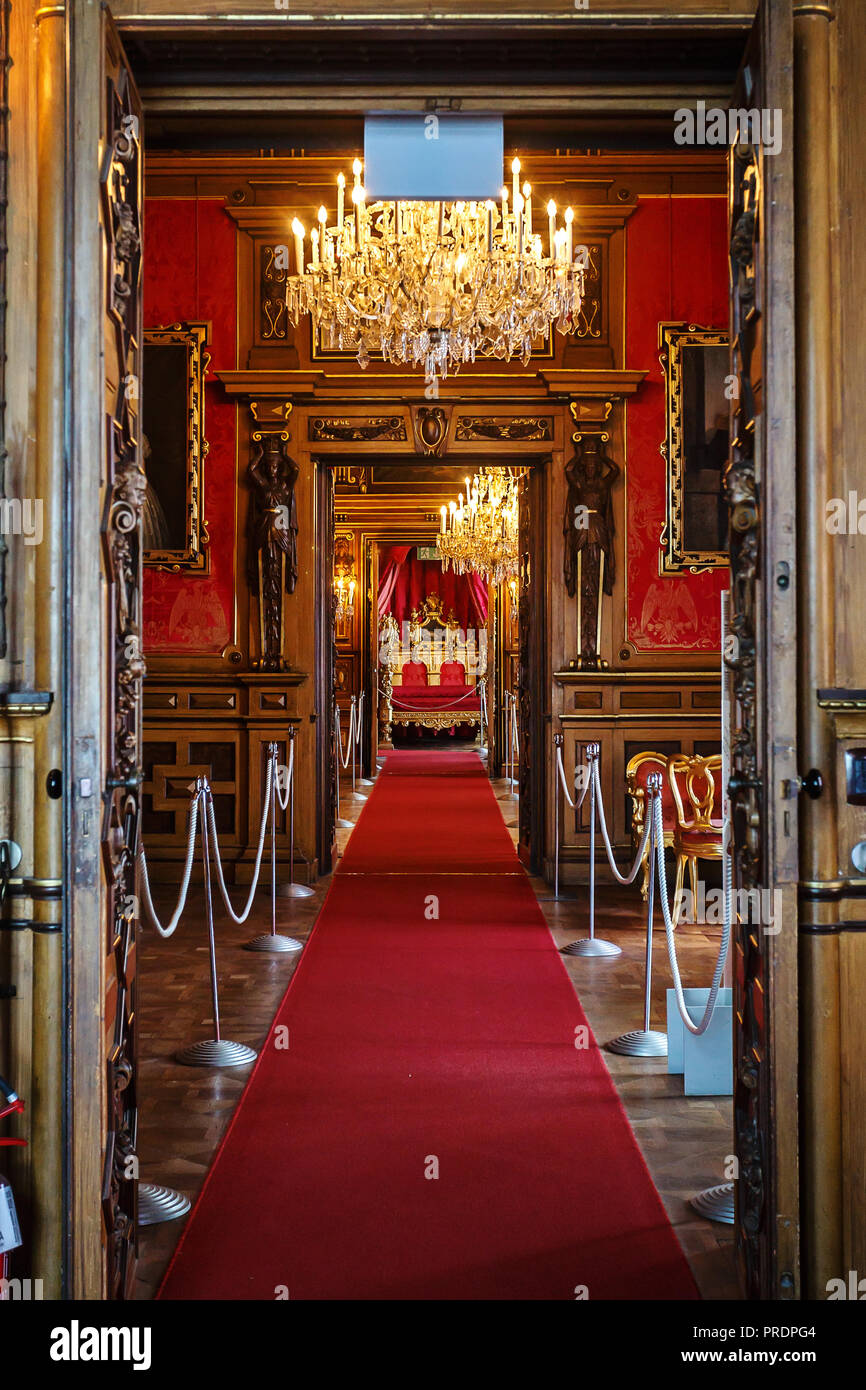 TRIESTE, ITALY - JULY 01, 2015: Interior of Miramare Castle in Trieste, Italy Stock Photo