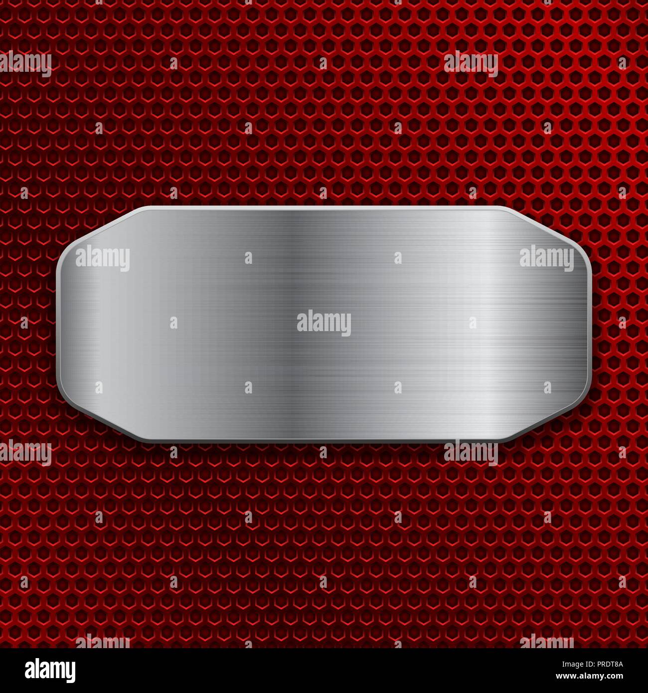 Brushed metal plate on red perforated background Stock Vector Image ...