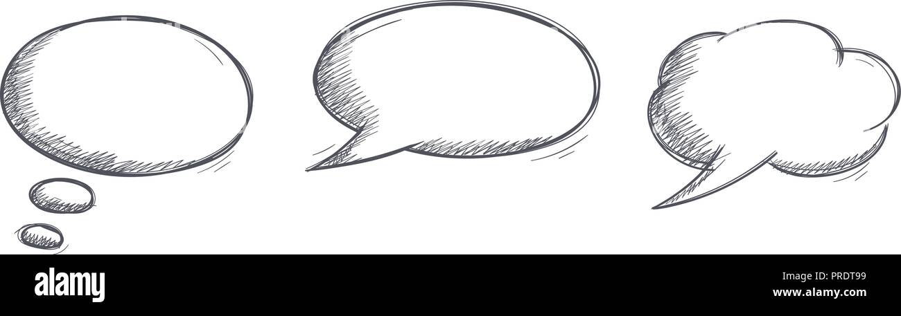Speech bubbles. Hand drawn doodles set Stock Vector