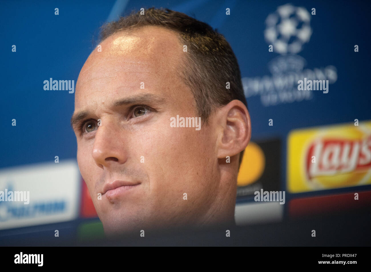 Turin, Italy. 1st Oct 2018. Steve von Bergen (Young Boys) during the press conference before the UEFA Champions League group stage match between Juventus and Young Boys at the Juventus Stadium, Turin, Italy on 1 October 2018 Credit: Alberto Gandolfo/Alamy Live News Stock Photo