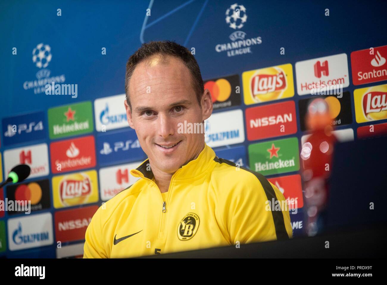 Turin, Italy. 1st Oct 2018. Steve von Bergen Of Young Boys during the press conference before the UEFA Champions League group stage match between Juventus and Young Boys at the Juventus Stadium, Turin, Italy on 1 October 2018. Photo by Alberto Gandolfo. Editorial use only, license required for commercial use. No use in betting, games or a single club/league/player publications. Credit: UK Sports Pics Ltd/Alamy Live News Stock Photo